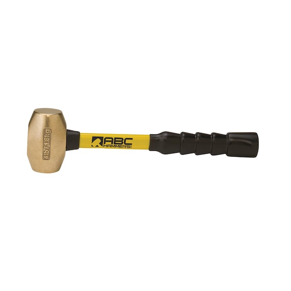 Abc Hammers 4 lb Brass Hammer, 12 in L Fiberglass Handle - ABC4BFB