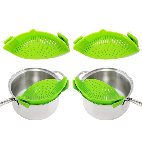 1947Kitchen Heat Resistance Easy Snap Silicone Kitchen Strainer, Black, 2 PK - TI-SNSKS-GRE-2PK