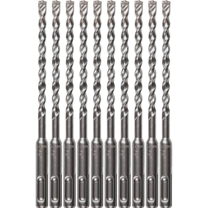 Set de brocas de carburo de tungsteno de dos cortes de 1/4 de pulgada x 6 pulgadas SDS-Plus de Makita (10 piezas) - B-60894