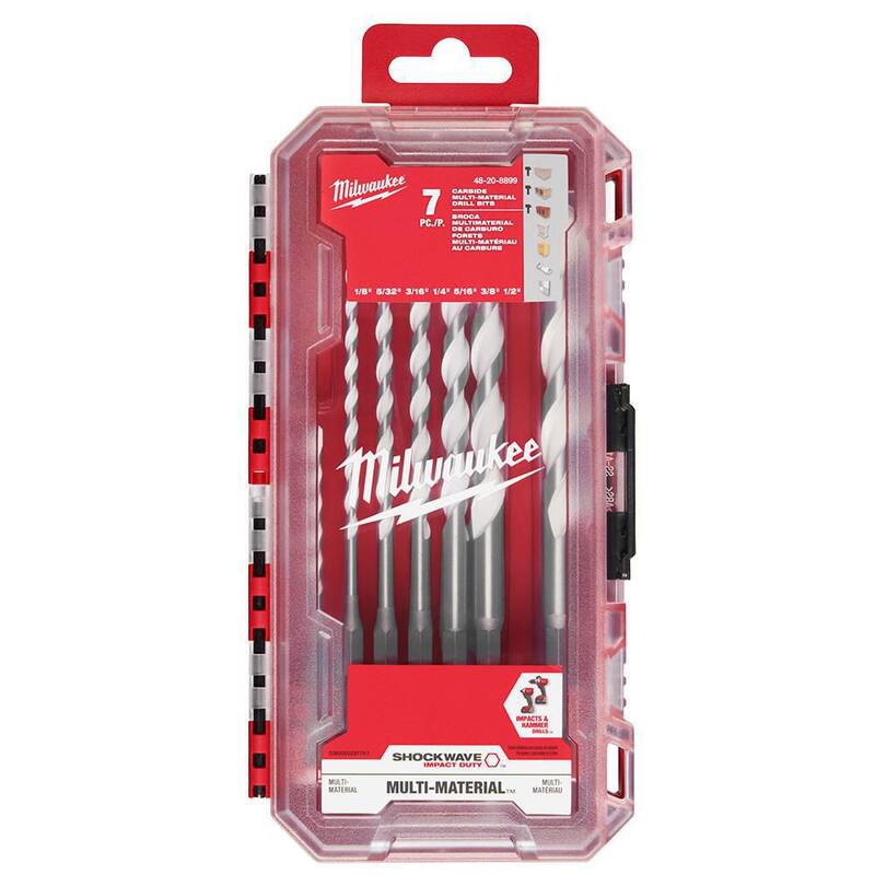 Juego de brocas Milwaukee SHOCKWAVE Carbide Multi-Material con juego de puntas de destornillador de acero de aleación en estuche PACKOUT (107 piezas) - 48-20-8899-48-32-4082
