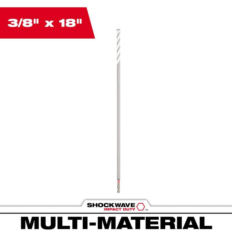 Milwaukee 3/8 pulg. x 18 pulg. Broca multiusos para hanguear carburo Impact Duty SHOCKWAVE - 48-20-8864