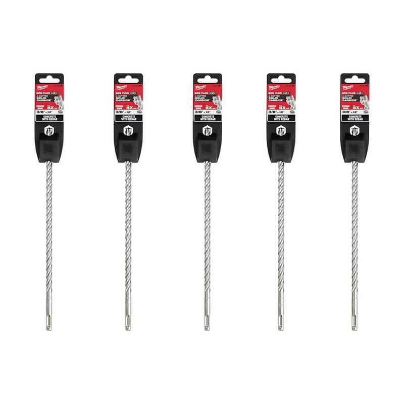 Broca de carburo SDS-PLUS de 3/8 pulgadas x 12 pulgadas con 4 cortadores (paquete de 5) - 48-20-8354-5X