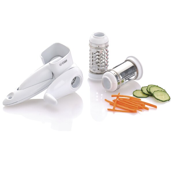 Commercial Chef Mini Hand Held Grater With Interchangeable Blades - 2 In 1 Manual Rotary Cheese Grater Stainless - CH1530