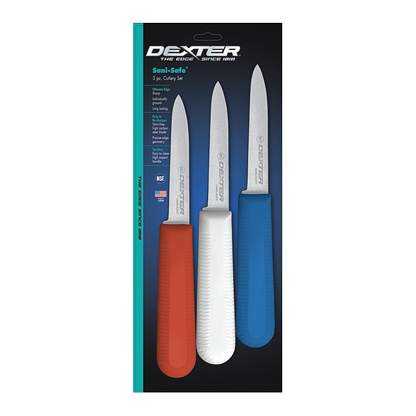 Dexter Russell S104 Parers In Red, White / Blue 3 Pack - 15493