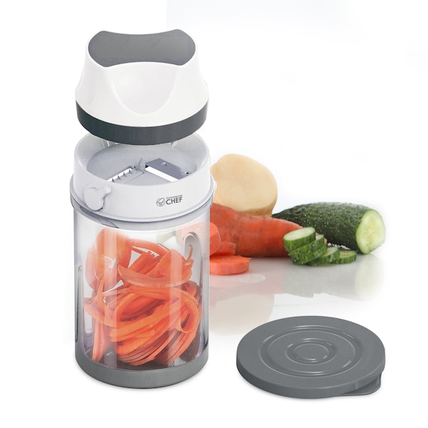 Commercial Chef hand Held Mini Food Spiralizer with Storage Bin and Lid - CH1534