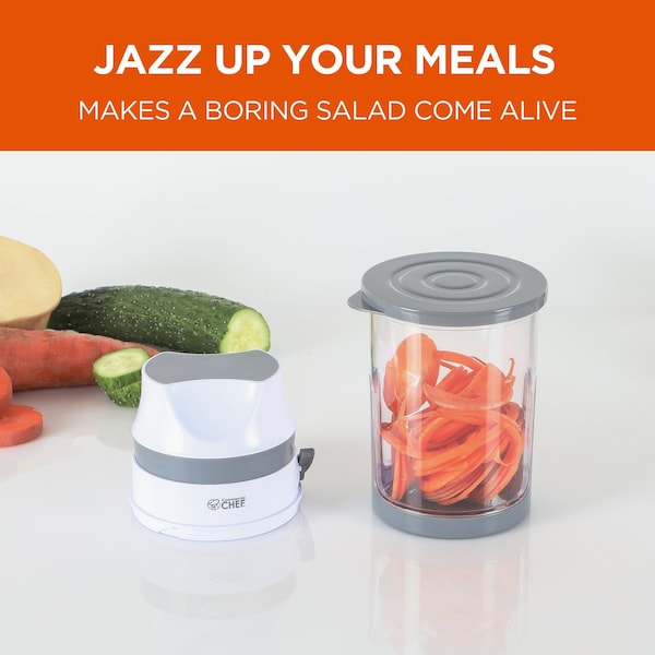 Commercial Chef hand Held Mini Food Spiralizer with Storage Bin and Lid - CH1534