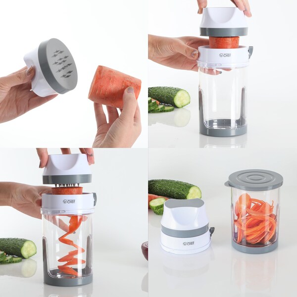 Commercial Chef hand Held Mini Food Spiralizer with Storage Bin and Lid - CH1534