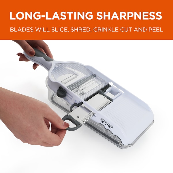 Commercial Chef Multifunctional Grater Slicer with 4 Interchangeable Blades, Storage Bin, Slices Grates Shreds - CH1578