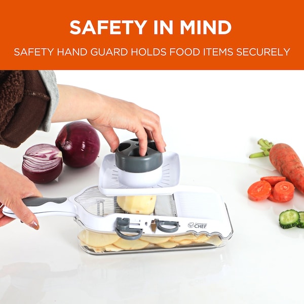 Commercial Chef Multifunctional Grater Slicer with 4 Interchangeable Blades, Storage Bin, Slices Grates Shreds - CH1578