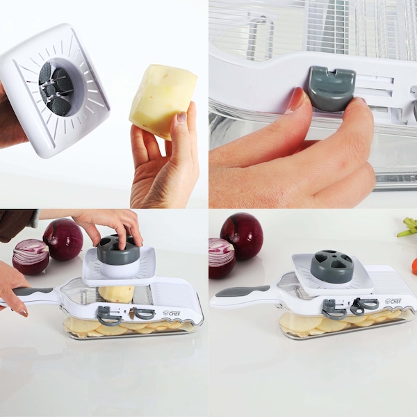 Commercial Chef Multifunctional Grater Slicer with 4 Interchangeable Blades, Storage Bin, Slices Grates Shreds - CH1578