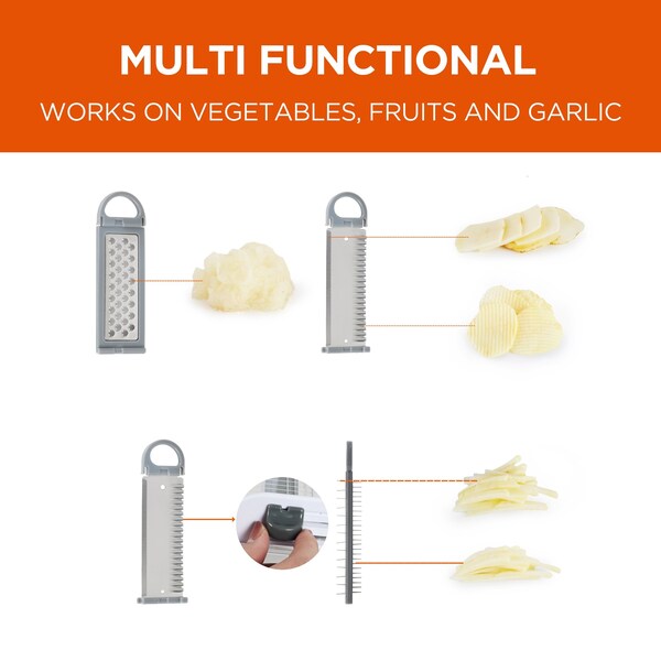 Commercial Chef Multifunctional Grater Slicer with 4 Interchangeable Blades, Storage Bin, Slices Grates Shreds - CH1578