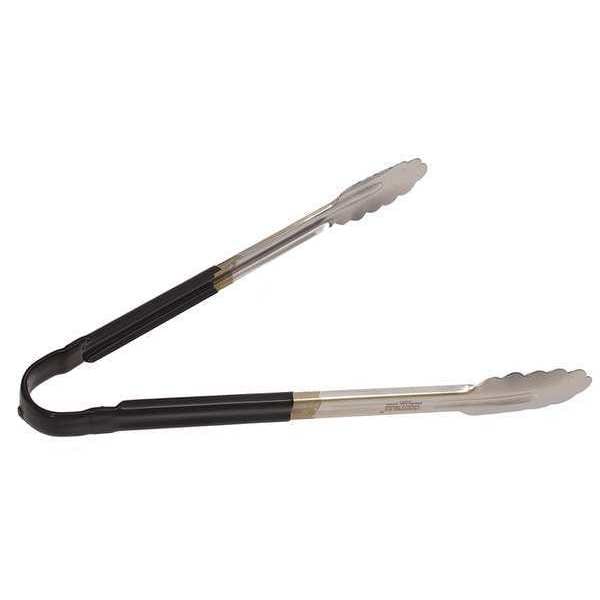 Crestware Tong, Black, 12 in. L, Stainless Steel - CG12BK