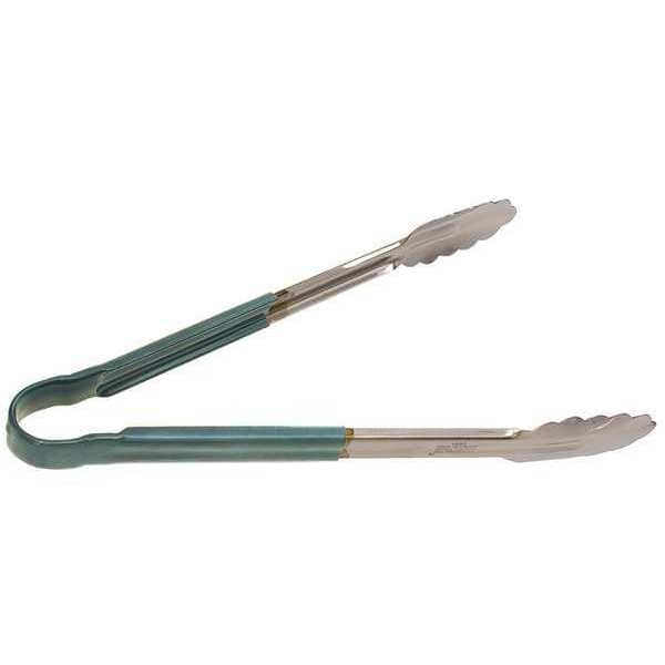 Crestware Tong, Green, 12 in. L, Stainless Steel - CG12G