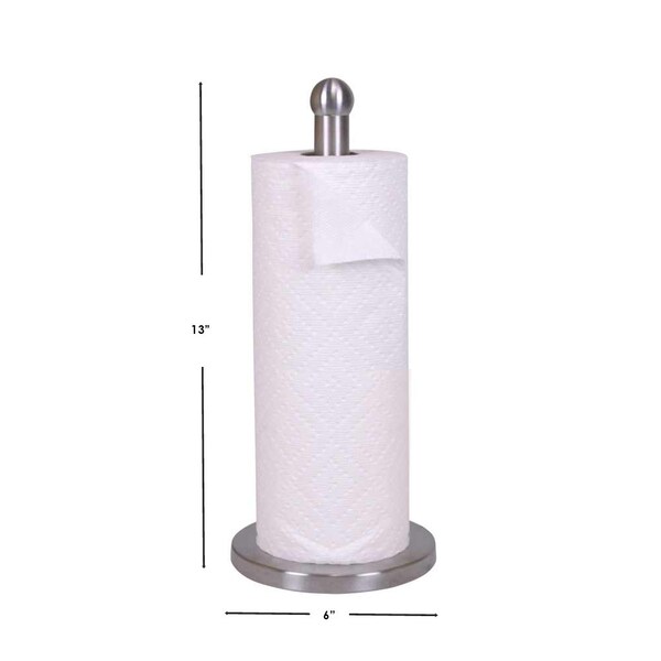 Home Basics Home Basics Free-Standing Stainless Steel Paper Towel Holder with Weighted Base, Silver - ZOR96245