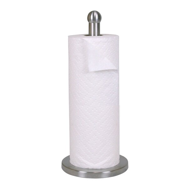Home Basics Home Basics Free-Standing Stainless Steel Paper Towel Holder with Weighted Base, Silver - ZOR96245