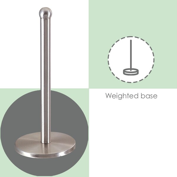 Home Basics Home Basics Free-Standing Stainless Steel Paper Towel Holder with Weighted Base, Silver - ZOR96245