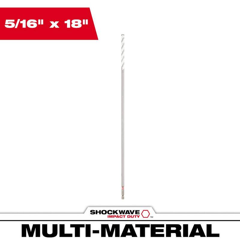 Broca de carburo Milwaukee SHOCKWAVE para Multi-Material de 5/16 pulg. x 18 pulg. - 48-20-8862