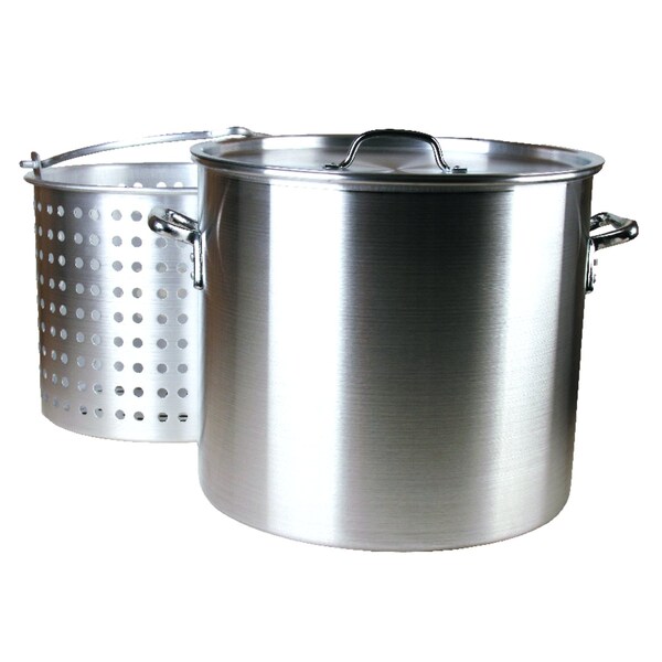 Fleur De Lis Aluminum Grill Stockpot with Basket 100 qt 3 pc - WG-RPB1100