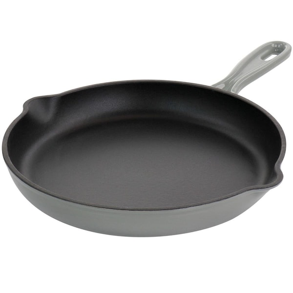 Megachef 10.25 in. Round Enameled Cast Iron Skillet, Gray - MCCI-FR26AG