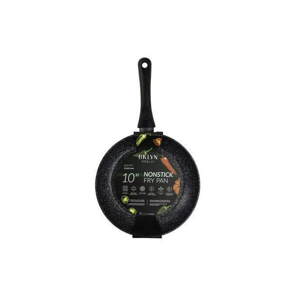 Bklyn Steel Co. 10in MILKY WAY Aluminum Forged Silicone Handle Frypan - Black - 30237
