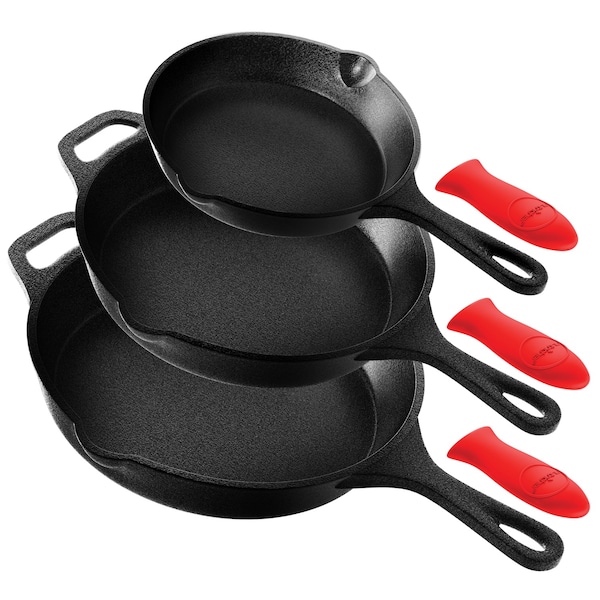 Nutrichef 3-Piece Pre-Seasoned Cast Iron Skillet Pans - NCCIPS3P49