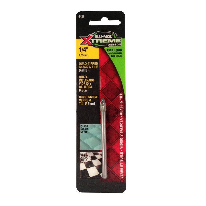 Broca de vidrio y azulejo BLU-MOL Disston Xtreme de 1/4 pulgadas con punta cuádruple de carburo - 4431