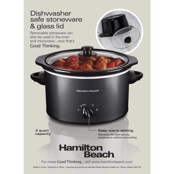 Hamilton Beach Hamilton Beach 3 qt Black Stoneware Slow Cooker - 33231