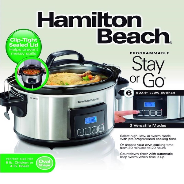 Hamilton Beach Hamilton Beach Stay or Go 6 qt Silver Stainless Steel Programmable Slow Cooker - 33561
