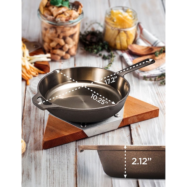 Black & Decker 10.25'' Cast Iron Skillet, Pre-Seasoned Frying Pan with Bronze Finish - BDK201BR