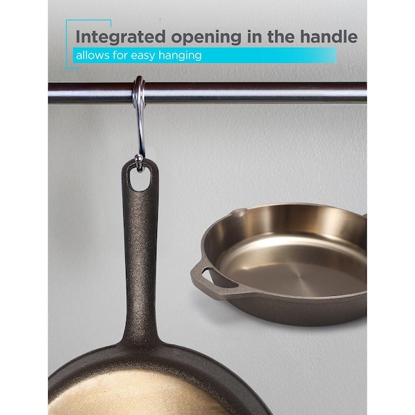 Black & Decker 10.25'' Cast Iron Skillet, Pre-Seasoned Frying Pan with Bronze Finish - BDK201BR