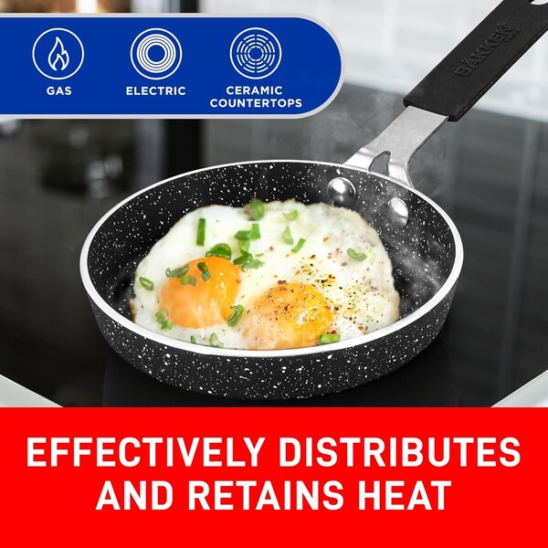 Bakken-Swiss Mini Nonstick Egg and Omelet Pan Set, 5.5in Marble Coating, Eco-Friendly, 2PK - BKCWMIN88