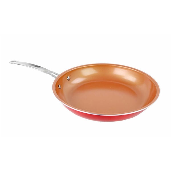 1947Kitchen 9.5 Ultra Nonstick Red Copper Frying Pan With Stainless Steel Handle - TE-CP-RED