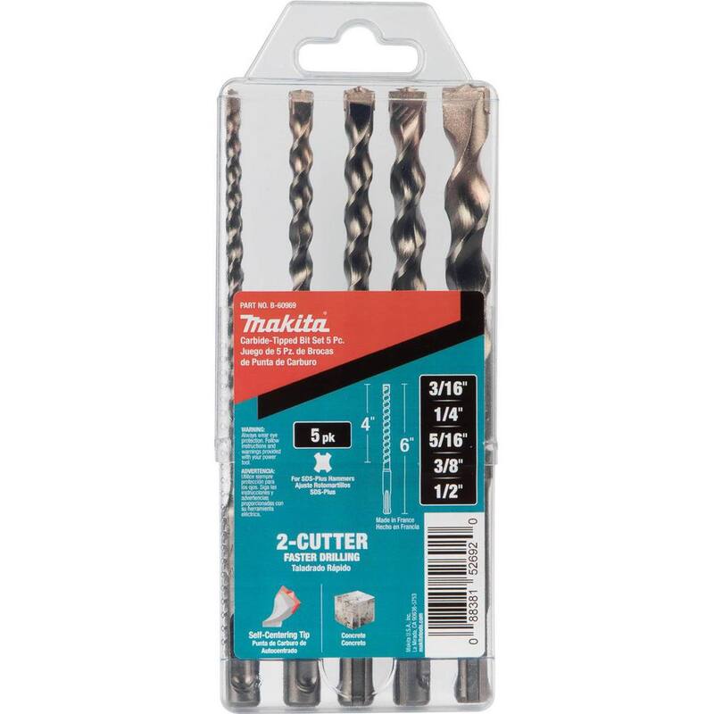 Juego de brocas de carburo de dos cortes SDS-Plus de Makita (5 piezas) - B-60969