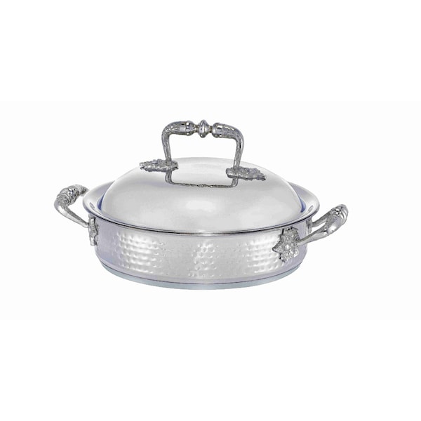 Bon Chef Cucina Saute Pot W/ Domed Lid, Bellissimo Finish, Ind Btm, 11 3/16"Dia X 3 2/7"H, 2 Hndls, 4 Qt - 60001BELLISSIMO