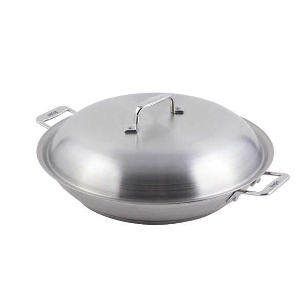 Bon Chef Cucina 13" Braiser Pan W/Lid - Ind Btm  13 1/4" Dia. X 2 1/4" H / 3 1/2 Qt - 60006