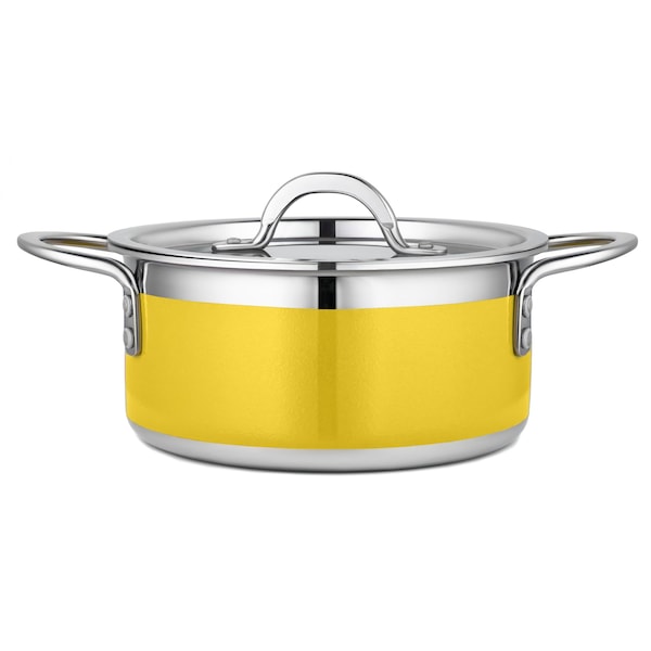 Bon Chef Country French 2 Pot W/Cover 7-3/4 Dia X 3-1/2H 2 Qt 9 Oz - Yellow - 71300-CF2-Y