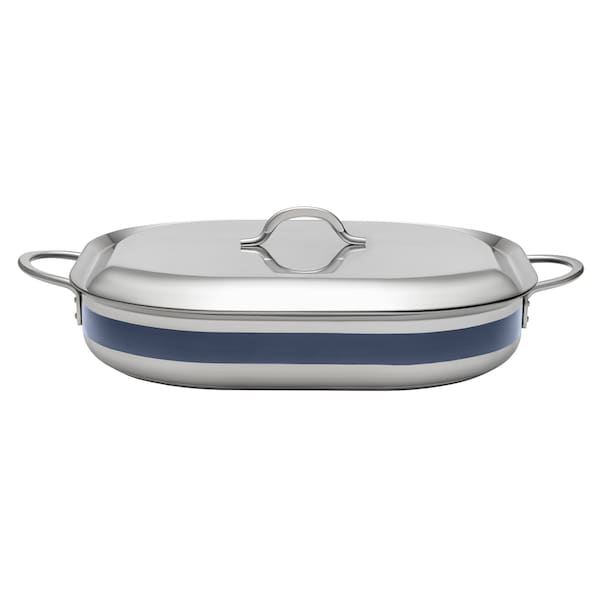 Bon Chef Country French 2 Oblong Pan W/Lid  15" X 11" X 2 7/8"  5 Qt - Cobalt Blue - 71023-CF2-CB