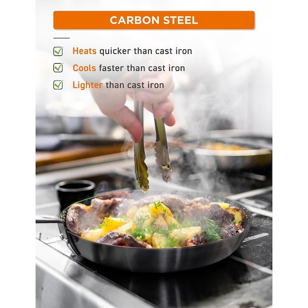 Commercial Chef 12in Carbon Steel Skillet - CHCSS12