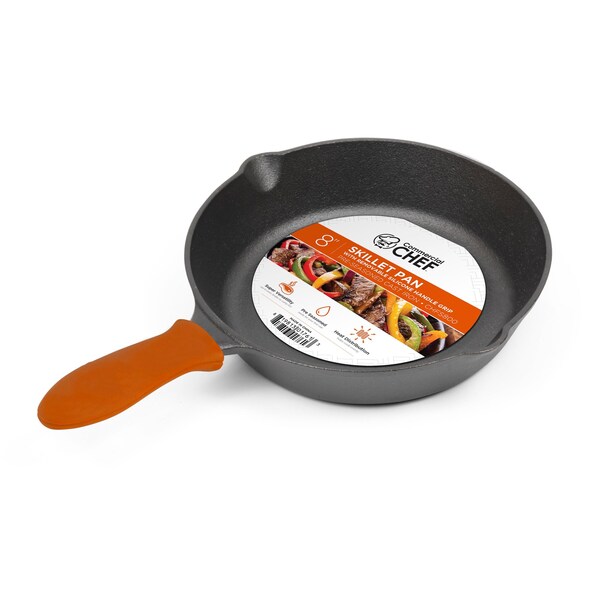 Commercial Chef Pre-Seasoned Cast Iron Skillet, 8-Inch Cast Iron Panst Iron Pan - CHFS800