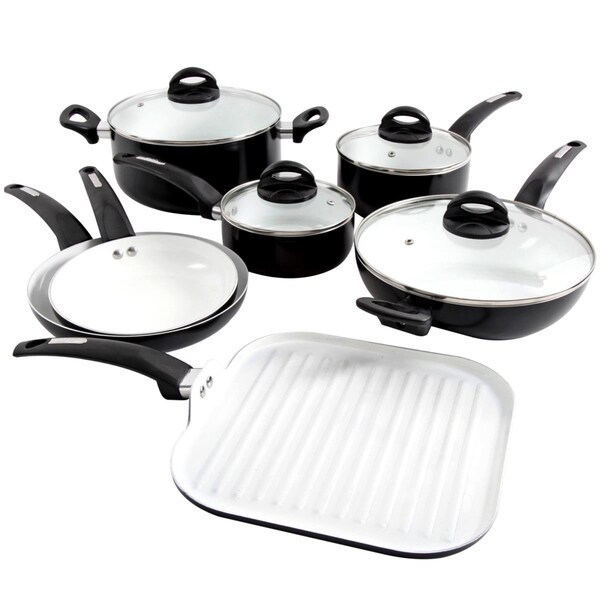 Oster Herstal Aluminum Cookware Set, Black - 11 Piece - 107307.11