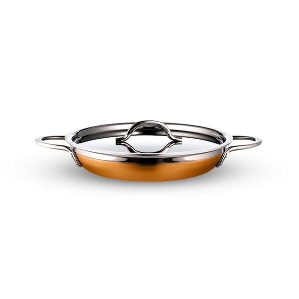 Bon Chef Country French 2 Saute Pan/Skillet W/Cover Dbl Handle  11 3/4"X2 3/8"  3 Qt 4 Oz - Orange - 71306-CF2-O