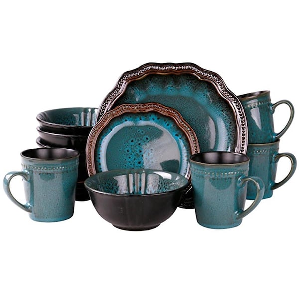 Elama Mystic Waves Dinnerware Set, 16PK - EL-MYSTICWAVES