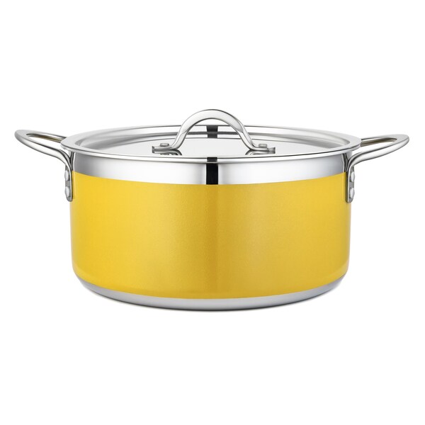 Bon Chef Country French 2 Pot W/Cover 10 1/8"Diax4 3/4"H 5 Qt 22 Oz - Yellow - 71303-CF2-Y