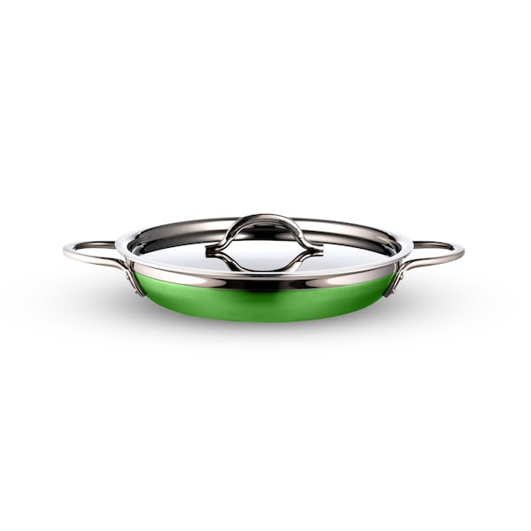 Bon Chef Country French 2 Saute Pan/Skillet W/Cover Dbl Handle  11"X2 1/4"  2 Qt 12 Oz - Lime - 71305-CF2-L