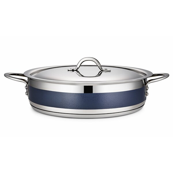 Bon Chef Country French 2 Pot W/Cover 12 3/8"  Dia X 3"  6 Qt - Cobalt Blue - 71030-CF2-CB