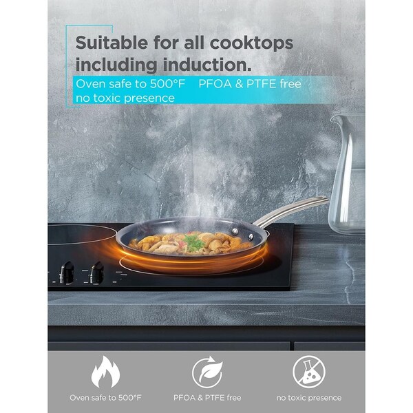 Black & Decker 3-Piece Ceramic Hard Anodized Aluminum Skillet Set, Frying Pan Set, Gray - BDK120B