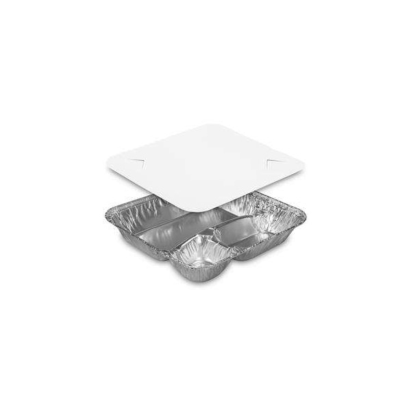 Handi-Foil Handi-Foil 3 Compartment Aluminum Large Oblong Tray With Lid, PK250 - 2345-35-250W