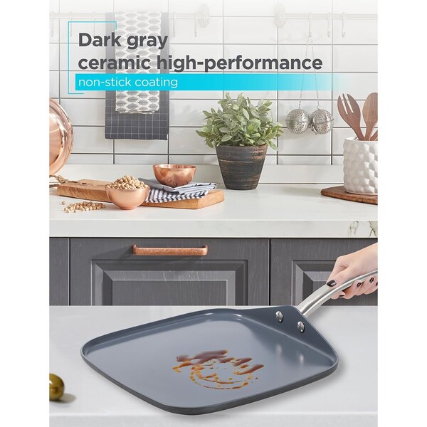 Black & Decker 12-Piece Ceramic Hard Anodized Aluminum Cookware Set, Pots and Pans Set, Gray - BDK100B