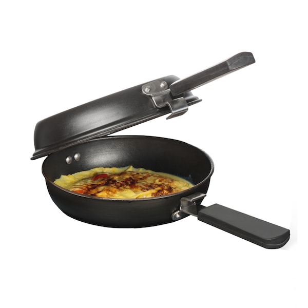 Bon Chef 1 Min Omelet Pan W/ Blk Nonstick Locking Upper&Lower Pan W/Rubber Sleeve Handles-8 5/8X 3 1/4X 6 1/4 - 61274