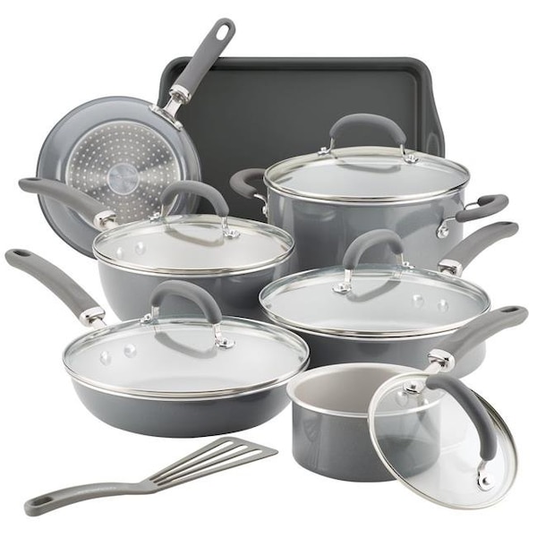 Rachael Ray Rachael Ray 12148 Create Delicious Aluminum Nonstick Cookware Set; 13 Piece - Gray Shimmer - 12148